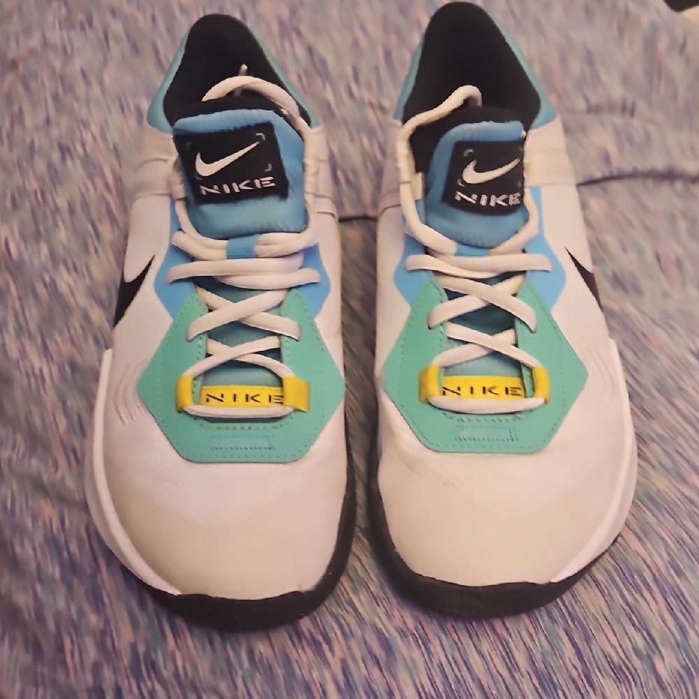 Nike Kids White, Blue, and Yellow Sneakers